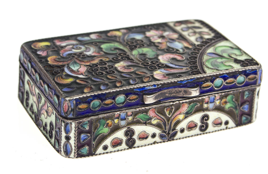 Silver chest with multi color enamel