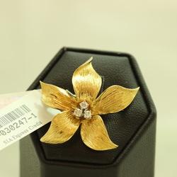 Gold pin with diamonds