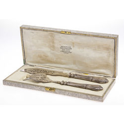 Silver fork and knife in the original box