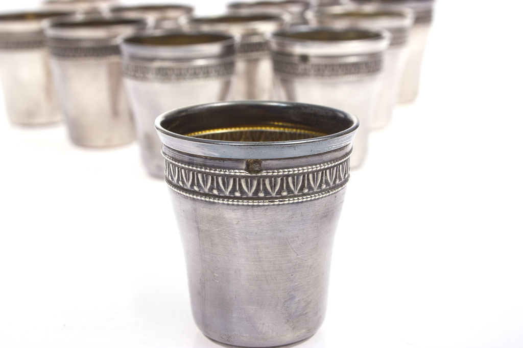 Silver cups set of 12 pieces in the original box