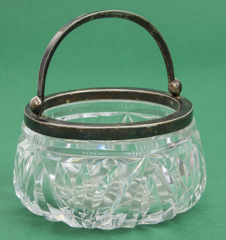 Crystal sugar-utensil with silver finish