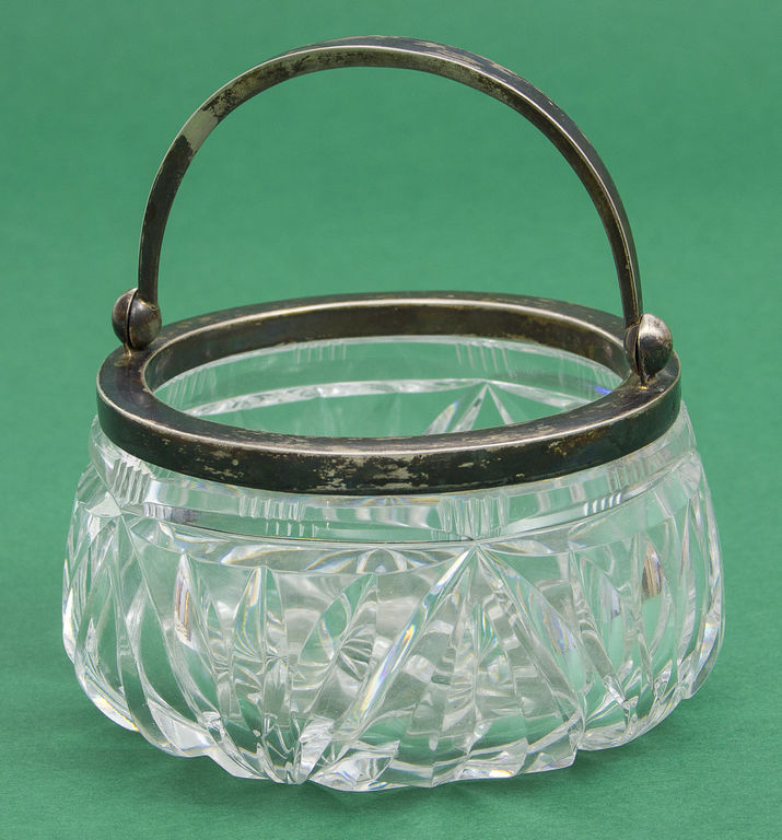 Crystal sugar-utensil with silver finish