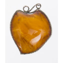 100% Natural Baltic amber pendant with metal finish