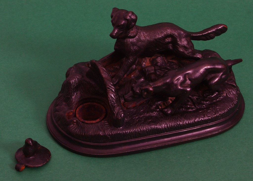 Cast iron figure/ink pot 