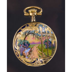 Gold pocket watch with enamel