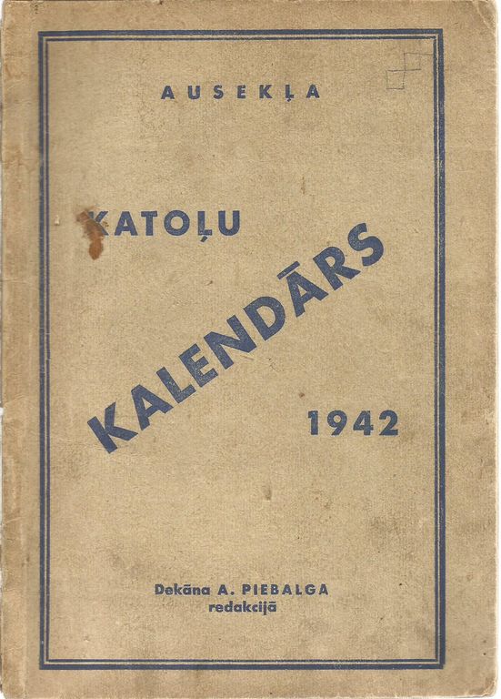Auseklis Catholic calendar (1942-1943)