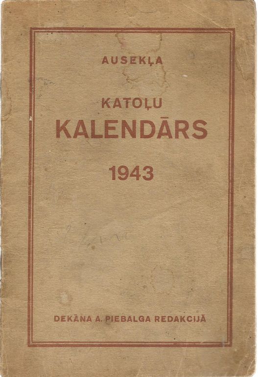 Auseklis Catholic calendar (1942-1943)