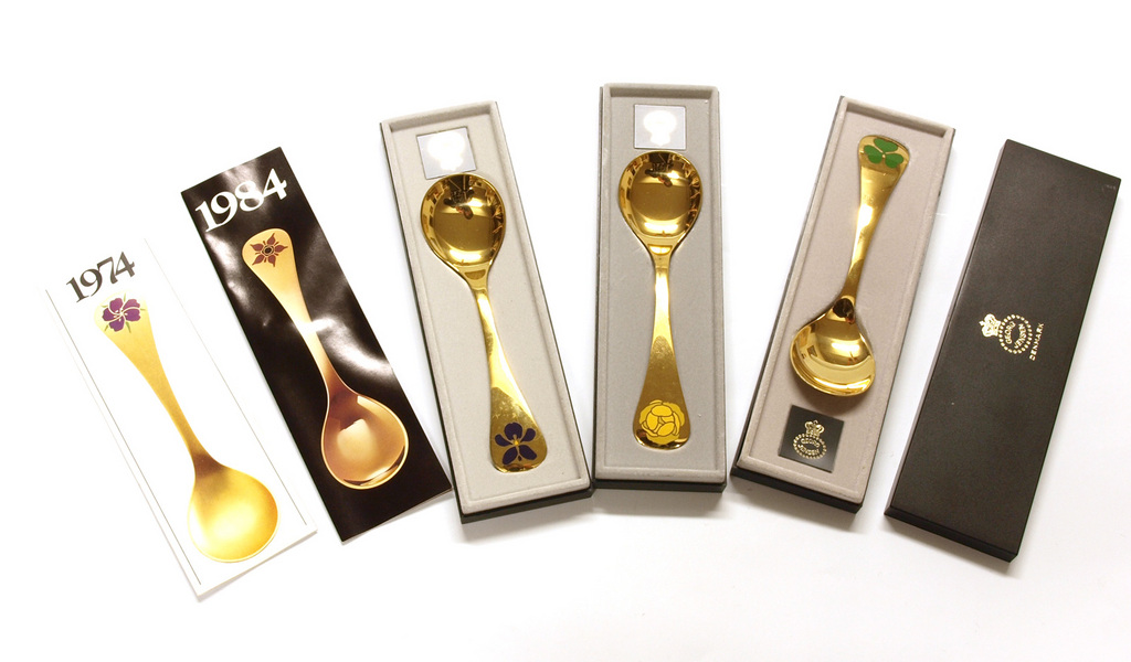 Gold-plated silver dessert spoons