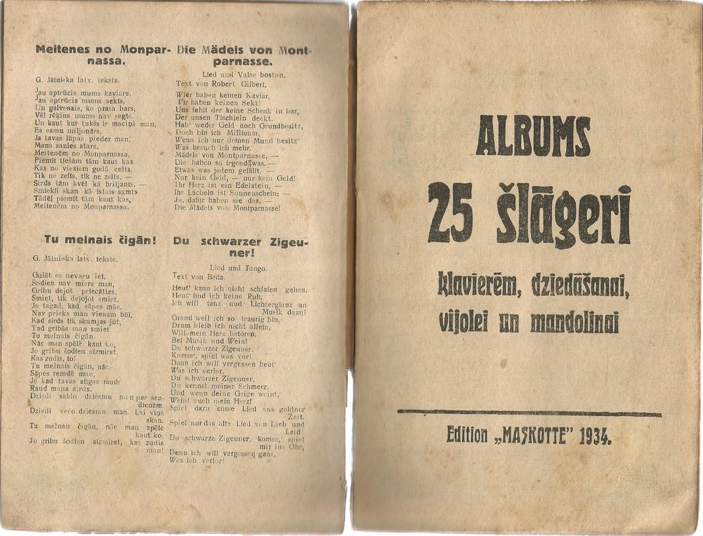 Jaunāko grāvēju(šlāgeru) kalendārs 1934