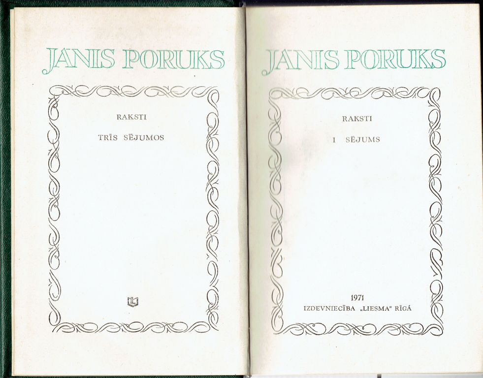 Writings by Jānis Poruks