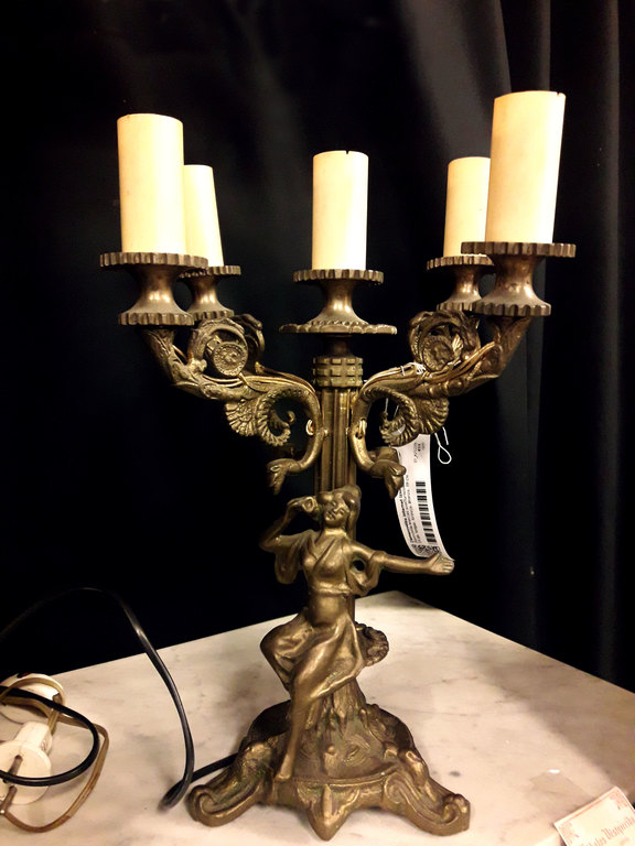 Бронзовая свеча в стиле модерн (электрифицированная)