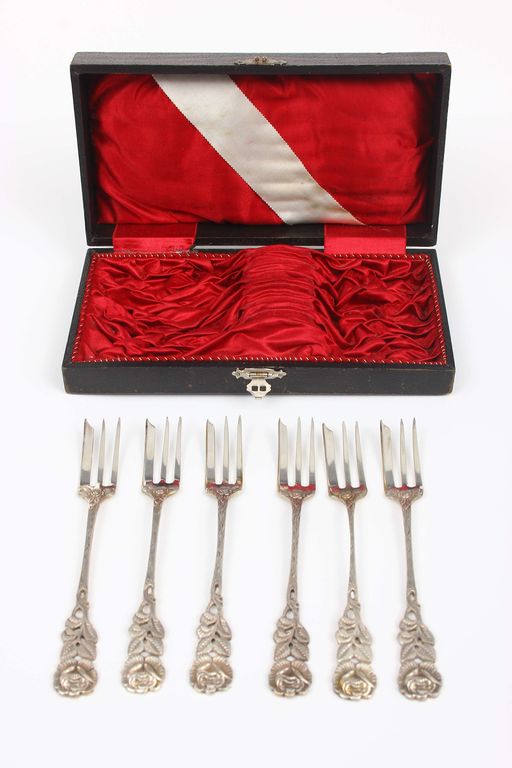 Silver dessert fork set in the original box (6pcs.)