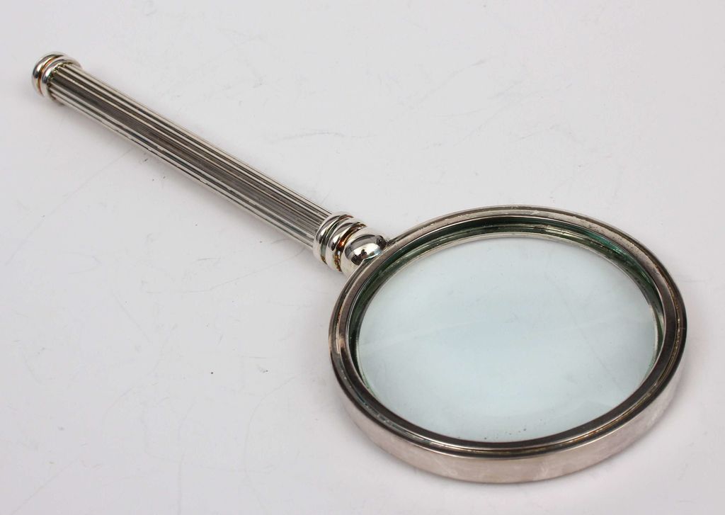 Silver plated set - letter knive, magnifying glass