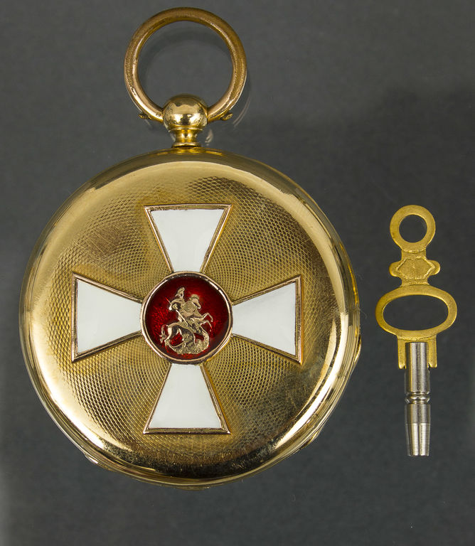 Antique Vacheron Constantin 18K gold Award pocket watch key wind with St.George cross
