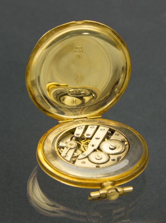 Zelta kabatas pulkstenis jūgendstilā oriģinālajā kastē