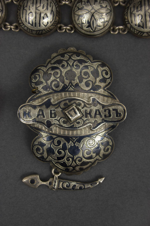 Caucasian silver set - belt, powder case, bracelet, brooch