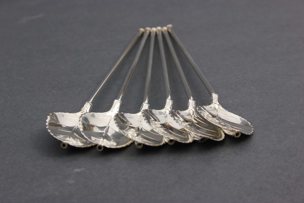 Silver cocktail spoon-straws