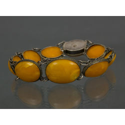 Amber bracelet with silver finish