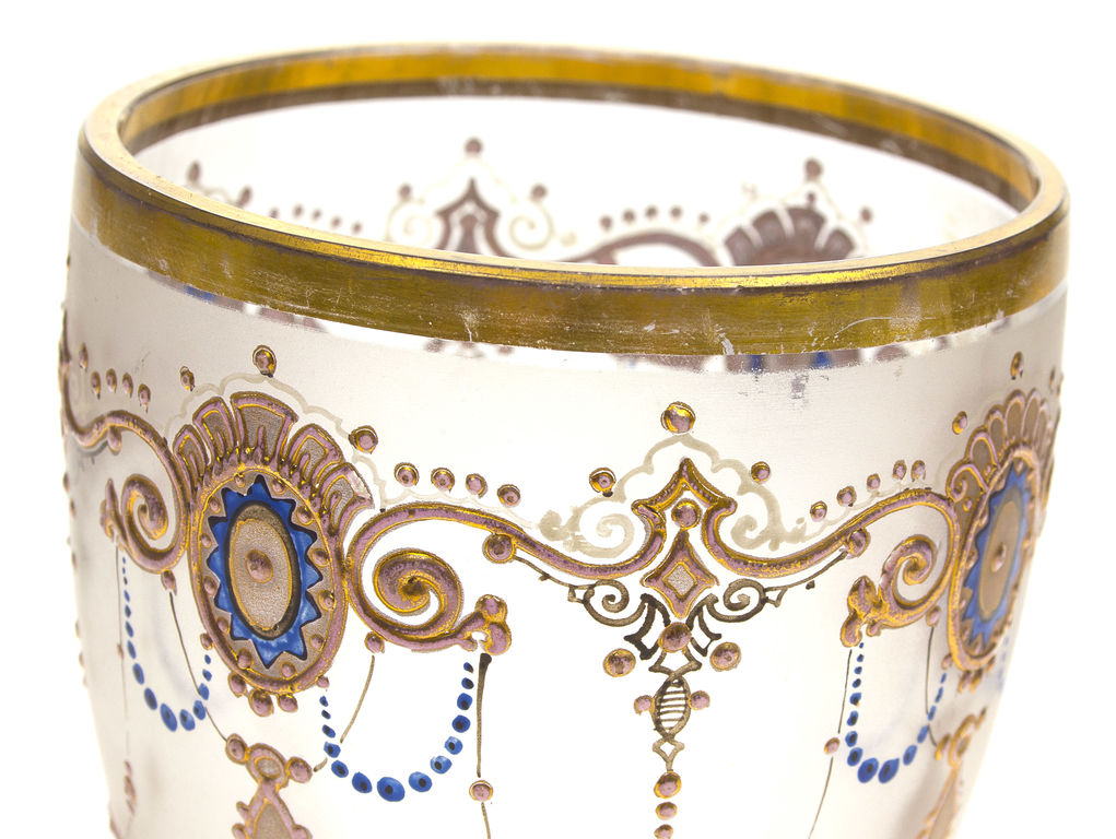 Стеклянная ваза /чашка с роспись