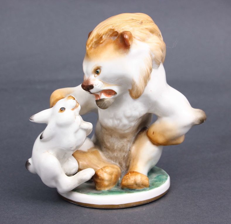 Porcelain figurine ''Rabbit and lion