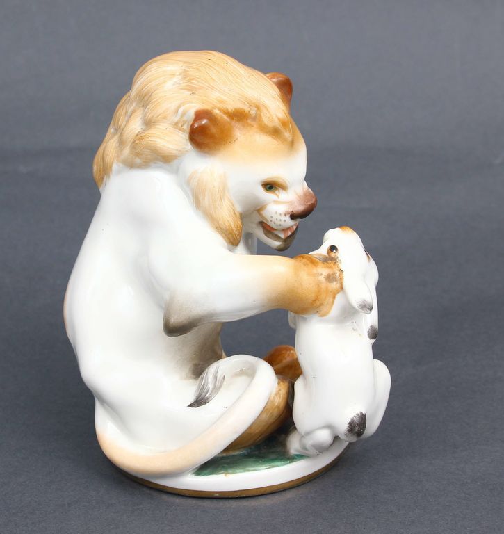 Porcelain figurine ''Rabbit and lion