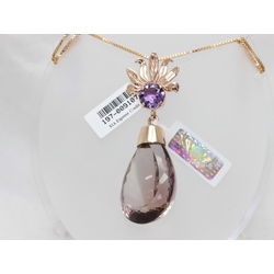 Gold pendant with amethyst and ametrine