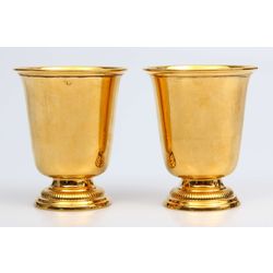 Позолоченные серебряные чашки / стаканы 2 шт.