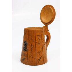 Wooden cup with amber and silver finish