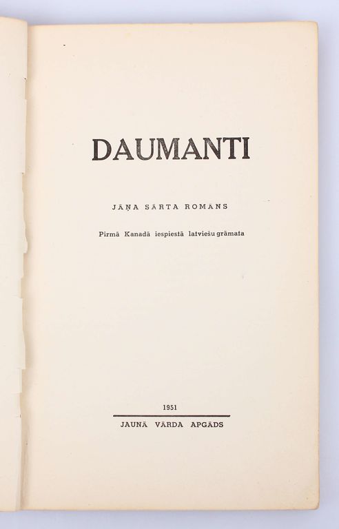 Jānis Sārts, Daumanti(роман)
