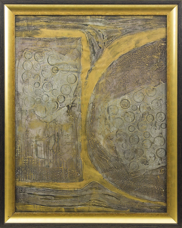 Two-sided painting - workers, abstract composition