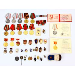 A collection of awards and badges