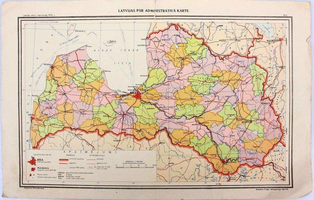 Administrative map of Latvian SSR