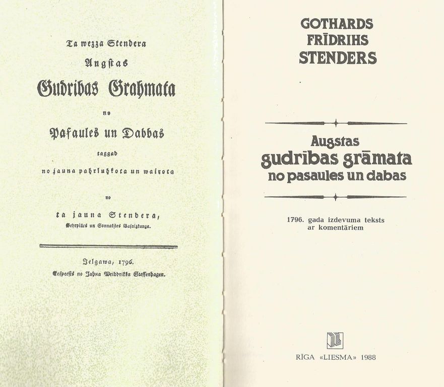 Gothards Frīdrihs Stenders, Augstas gudrības grāmata no pasaules un dabas