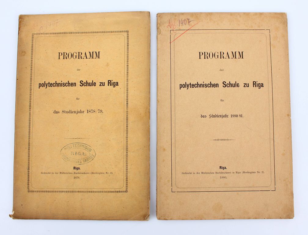 Programm de polytechnischen Schule zu Riga, (2 grāmatas)