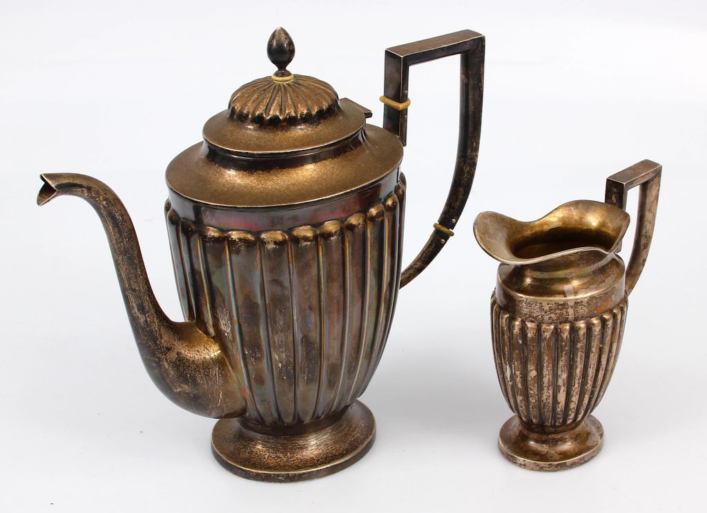 Silver set - kettle / coffee pot, milk jug