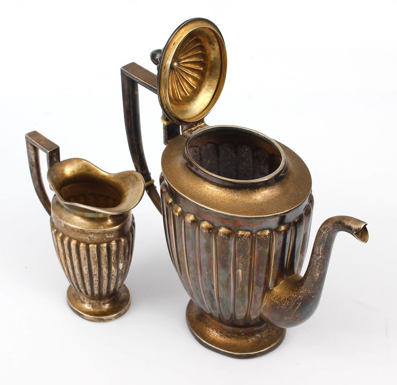 Silver set - kettle / coffee pot, milk jug