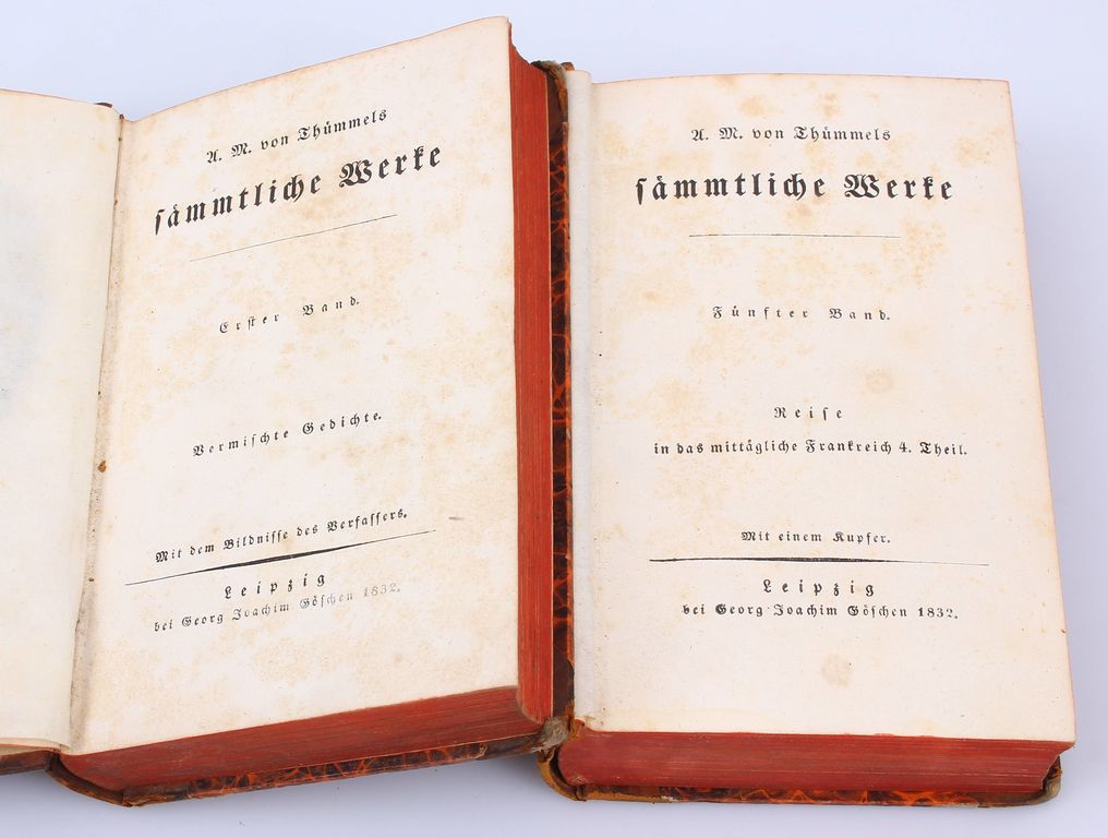 M.A. von Thummel, Fammtliche Berte (Volumes 1, 2, 5, 6) with exlibri