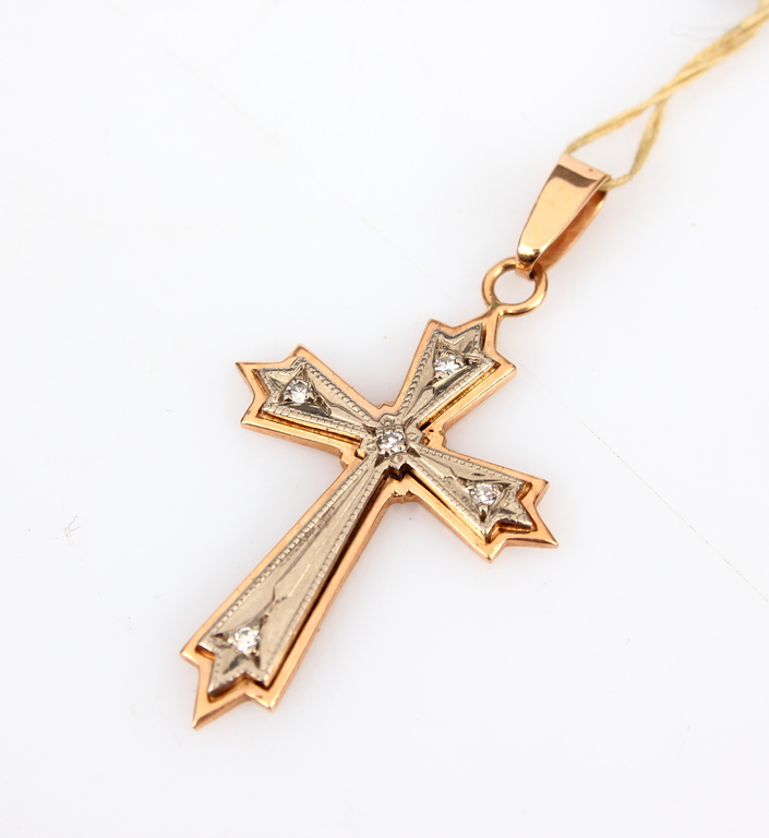 Golden cross with diamonds