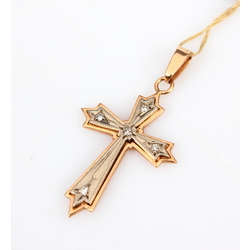 Golden cross with diamonds