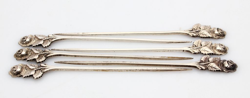 Silver set for snacks - stand, 6 sticks