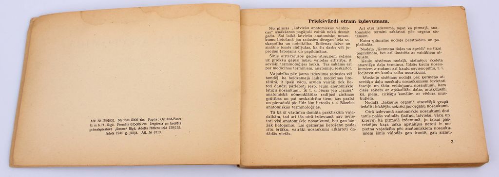 J.Prīmanis, Nomina anatomica(latīņu, latviešu, vācu un krievu anatomiskie nosaukumi)