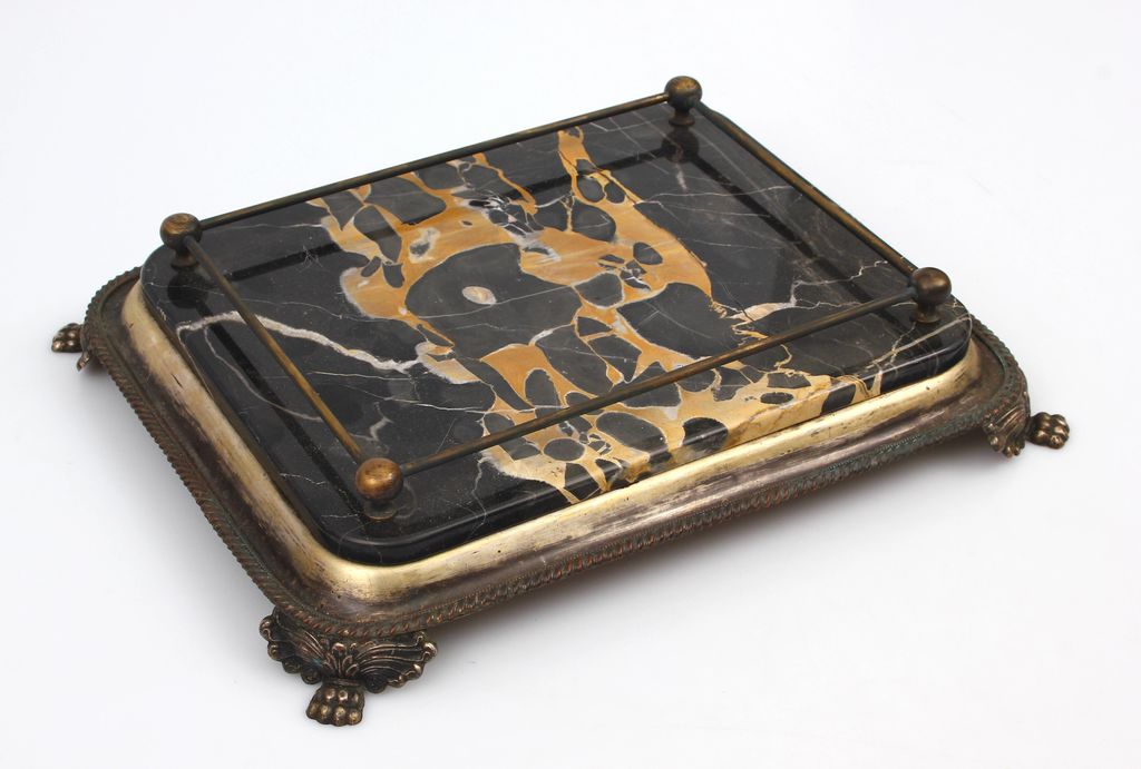 Brass tray with marble finish