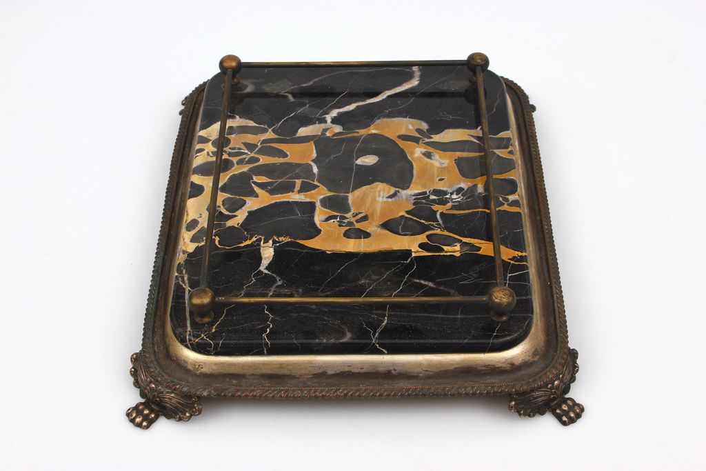 Brass tray with marble finish