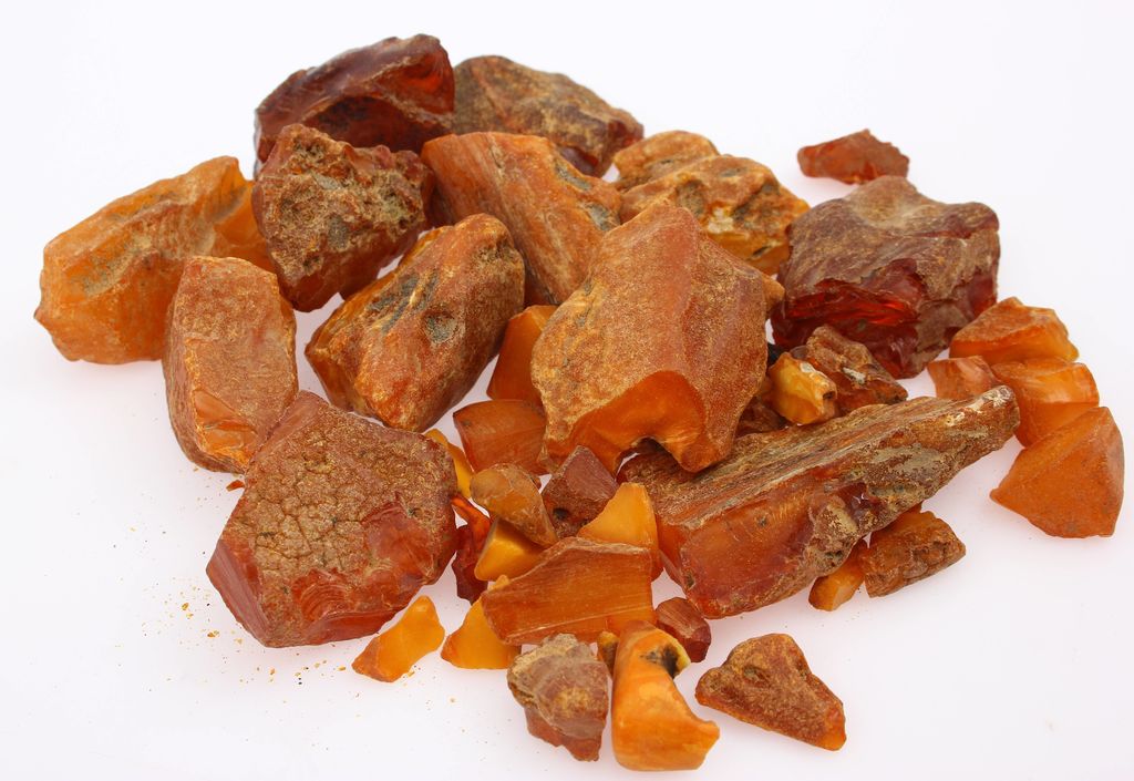 Raw amber stones