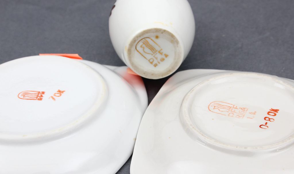 Porcelain set - ashtray, plate, pitcher