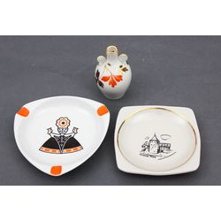 Porcelain set - ashtray, plate, pitcher