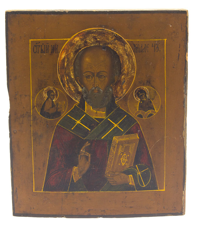 Wooden icon with painting from early 20th century