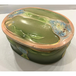 Faience serving utensil with lid