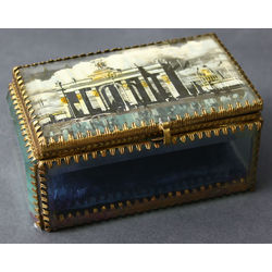 Glass chest/box with metal trim 
