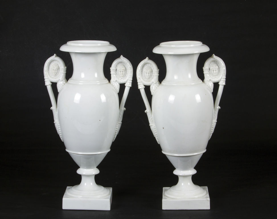 Couple of Ampir style porcelain vases made in France